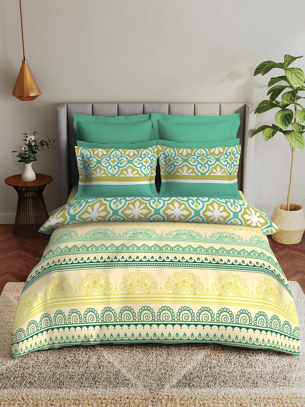 Dress up your bed with these fabulous bed linens in colorful tones for rainy days