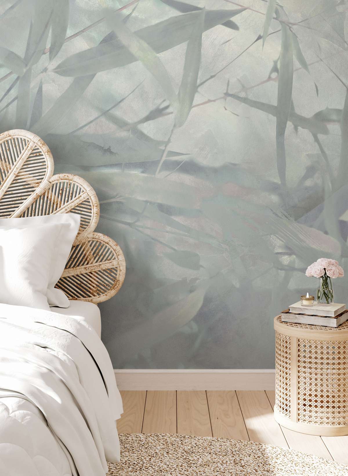 Styling a room with rattan furniture and wallpapers