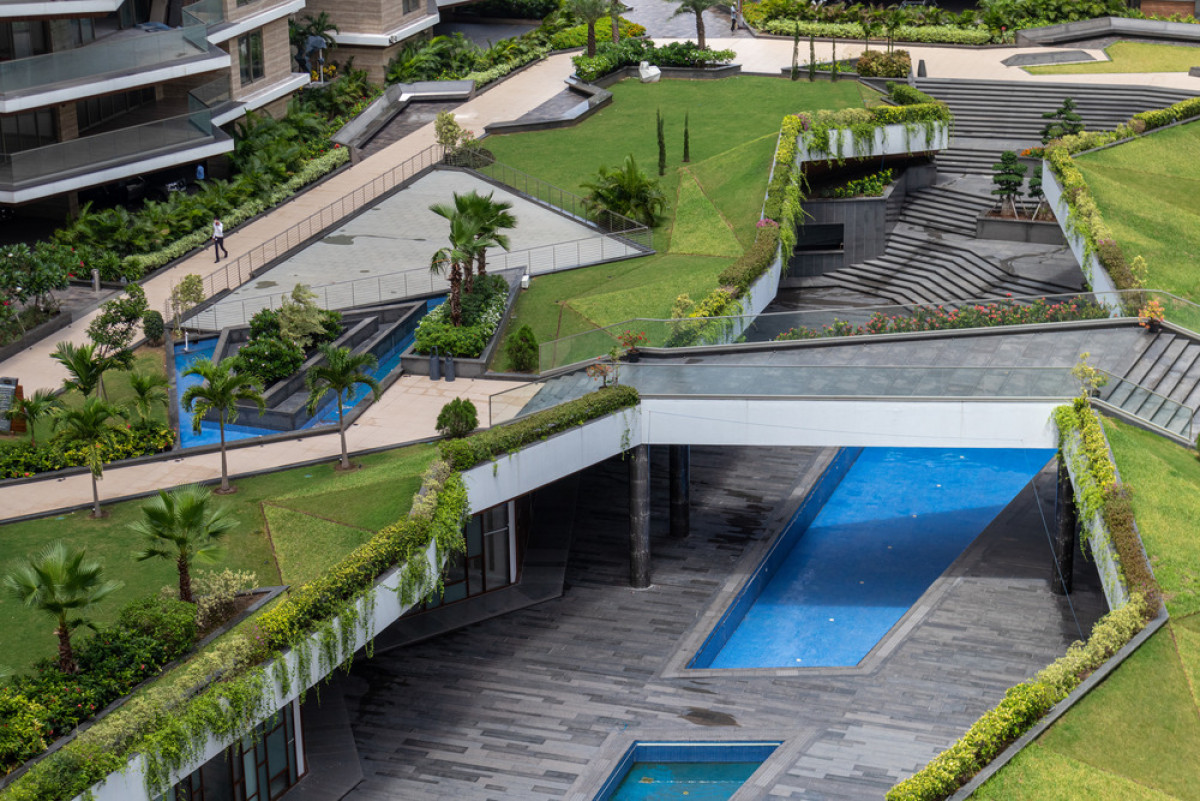 A view from the focal landscaped space