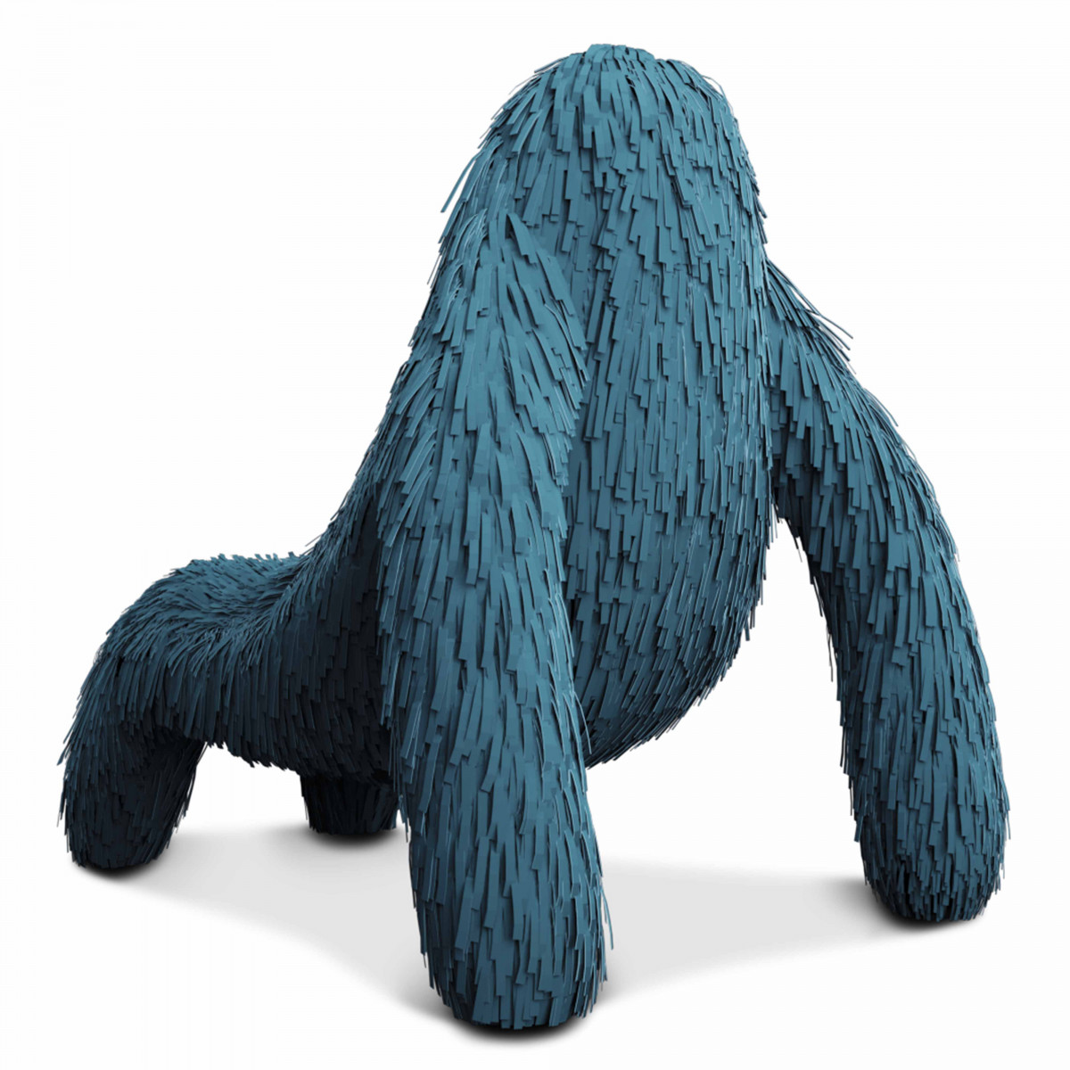 Gorilla Chair Teal is an ape shaped seat with a rich teal leather covering. A chair with a fantastic, unique shape