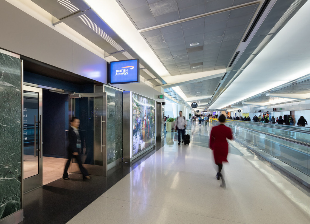   British Airways Lounge: William Duff Architects (WDA) and UK-based interior design studio Graven collaborated on the 7,158 square-foot British Airways Lounge located in Concourse A at San Francisco International Airport (SFO). The project team also incl