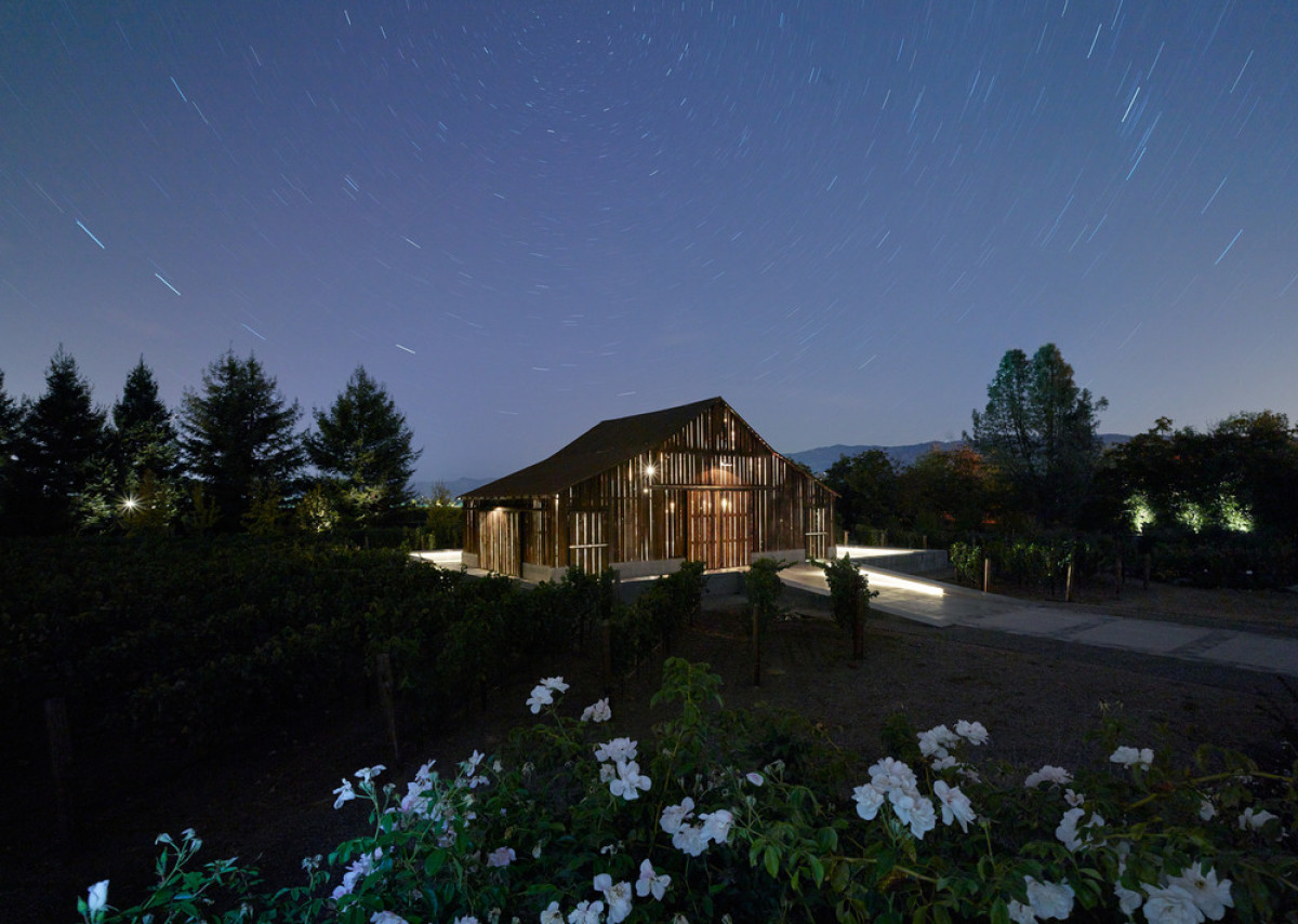   Big Ranch Road: Internal illumination transforms the former hay barn into an extraordinary, beckoning lantern-like structure for which William Duff Architects (WDA) was bestowed an American Institute of Architects award, San Francisco chapter (AIASF) an