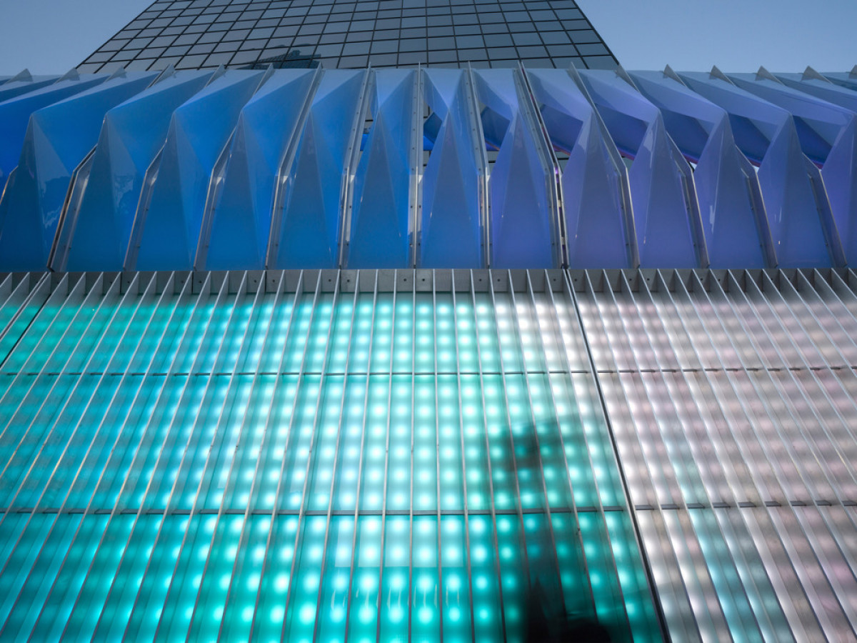 Detail of interactive wall showing abstract silhouette, Photo credit: Bruce Edward Statham/yellowcamera 