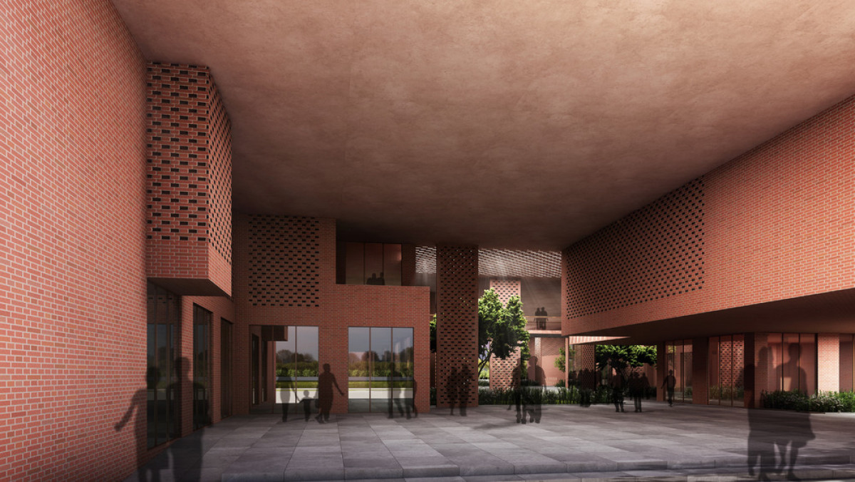 View of the courtyard from the rear entry Photo credit: Sanjay Puri Architects