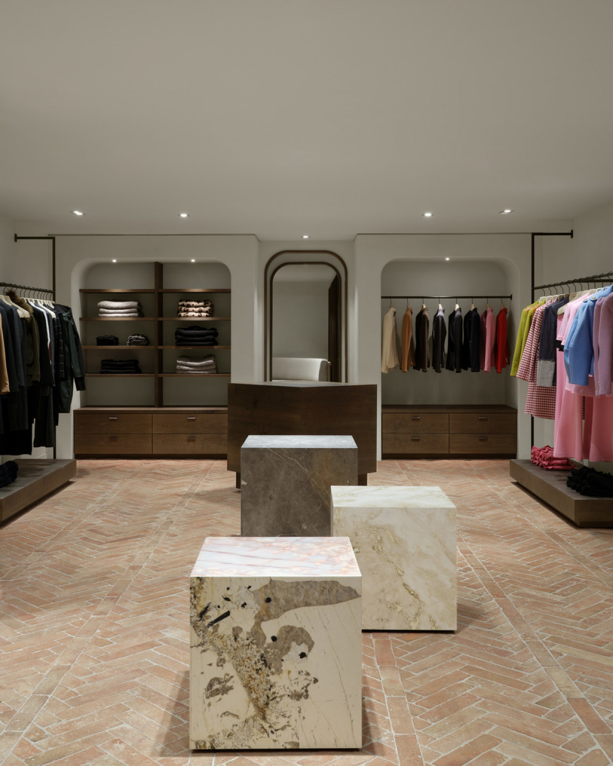 A narrow cash area is hidden between the front of the shop and the change rooms at the back.