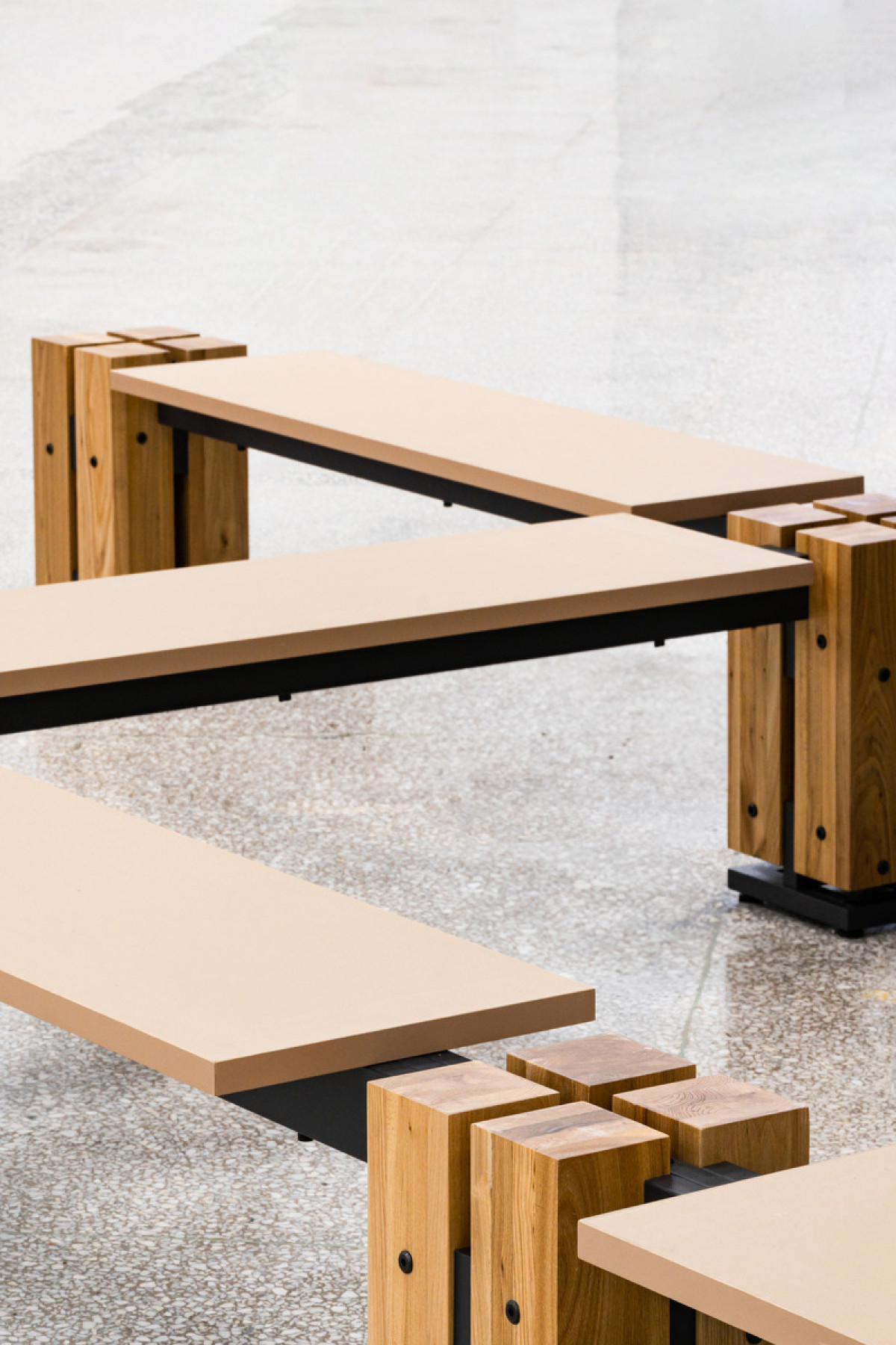 The standard unit is made up of four elm wood pillars. Photo credit: Dennis Cheung @ Studio RYTE